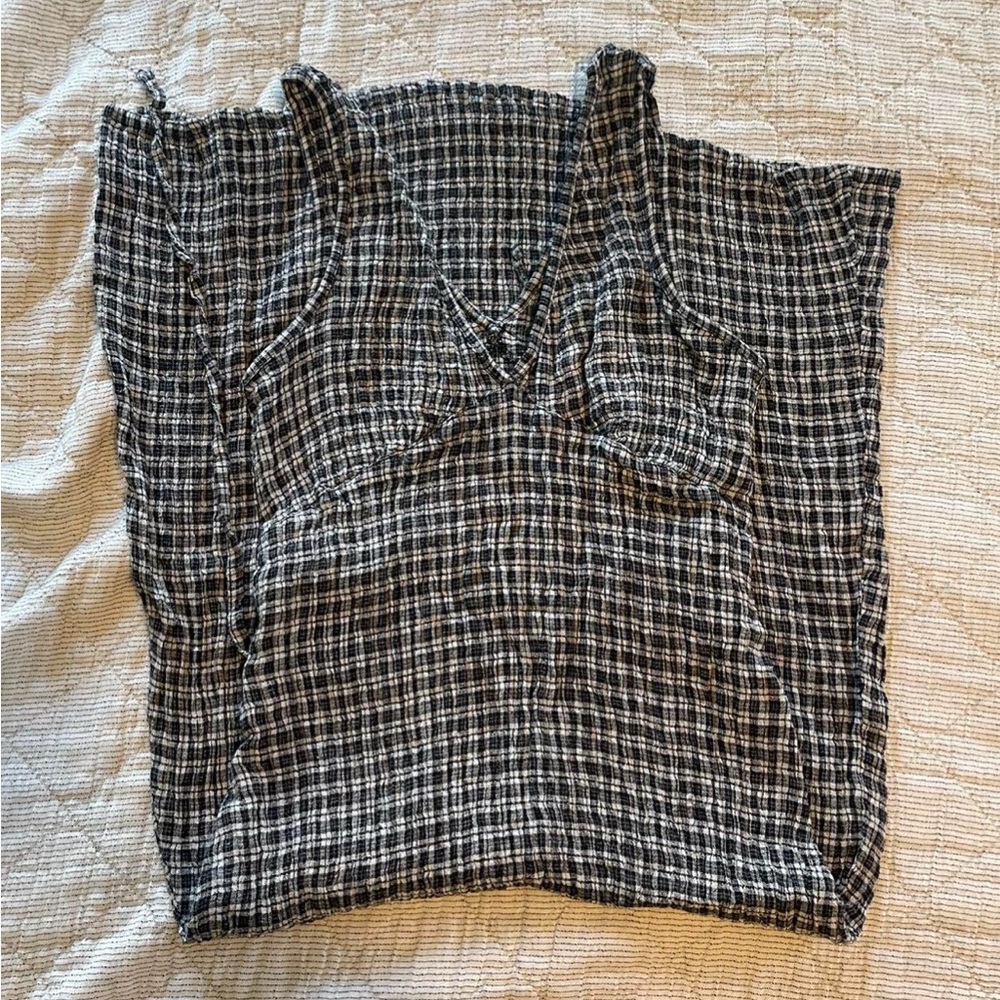 SOLD Afends Asta Seersucker Maxi Dress Steel Check Small